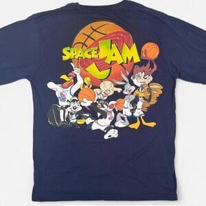 Space Jam Graphic Long Sleeve Shirt Mens M Looney Tunes Basketball Y2K 90s Era